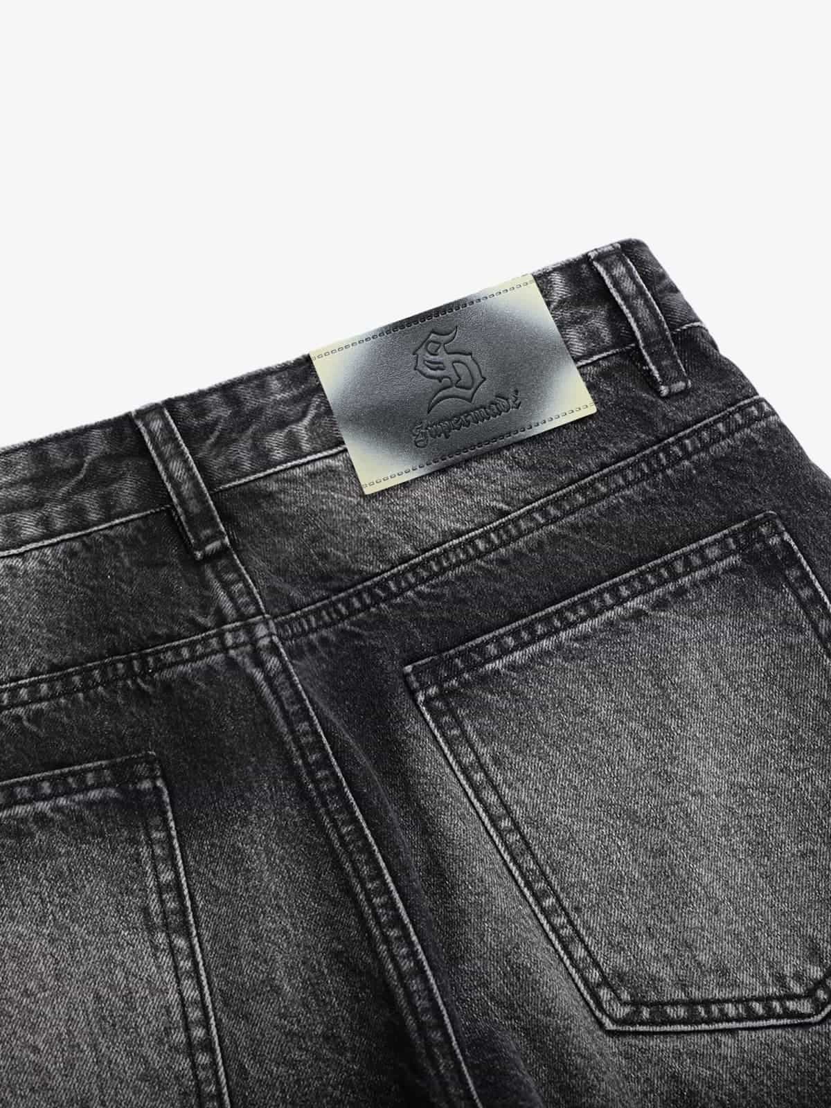 Vintage Washed Distressed Whisker Barrel Jeans