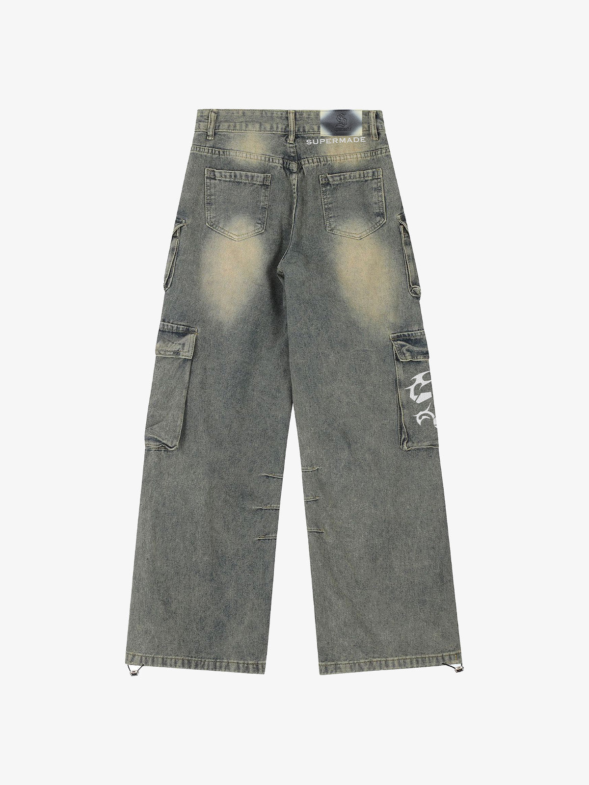 Washed Scorpion Print Multi Pocket Cargo Pants