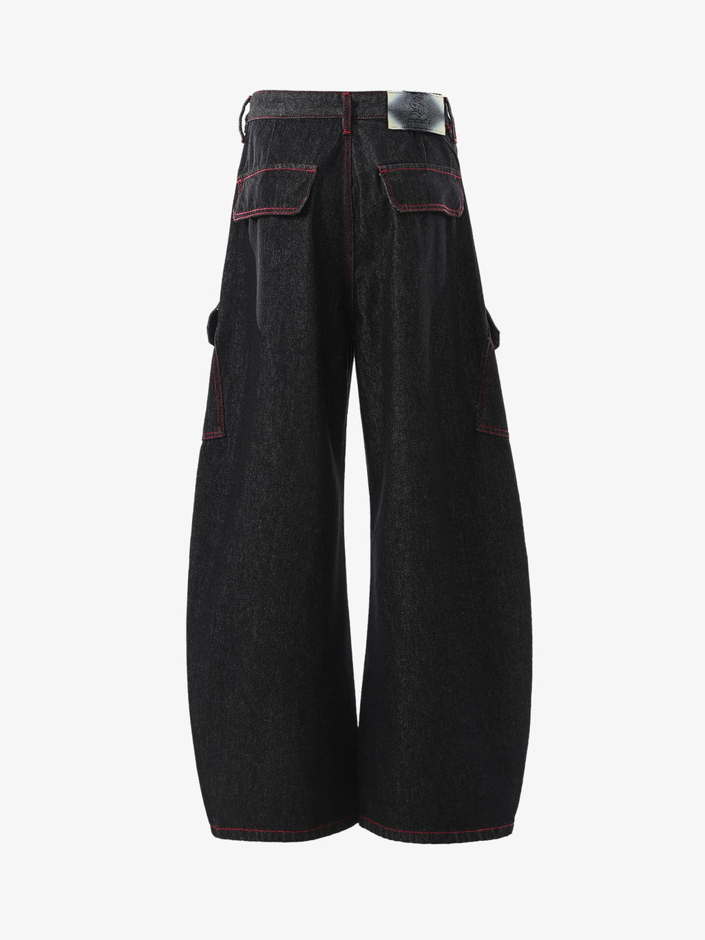 Retro Red Contrast Stitching Pocket Barrel Jeans