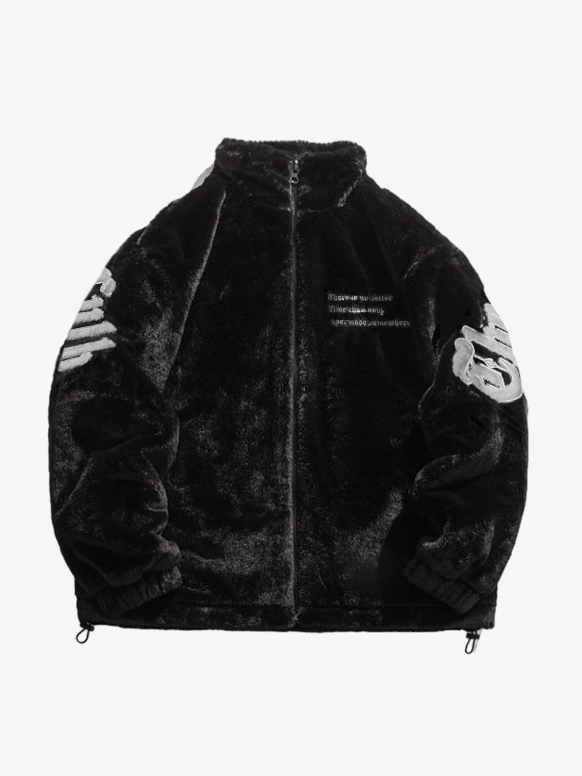 Theprecipice Street Letter Embroidered Fleece Jacket - 1838