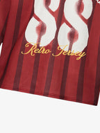 Retro Striped 88 Print Graphic Jersey Long-Sleeved T-Shirt - 2618
