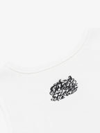 Gothic Lettering Embroidered Ribbed Vest - 2522