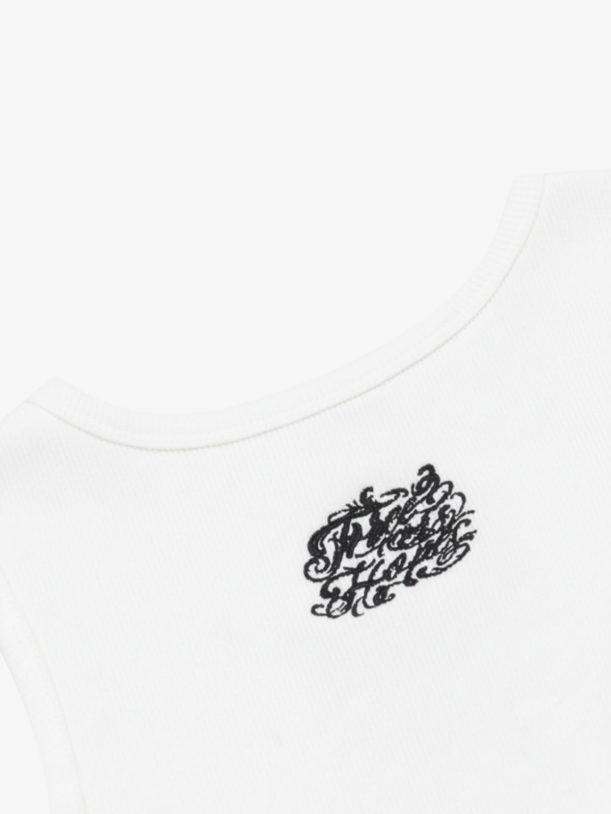Gothic Lettering Embroidered Ribbed Vest - 2522