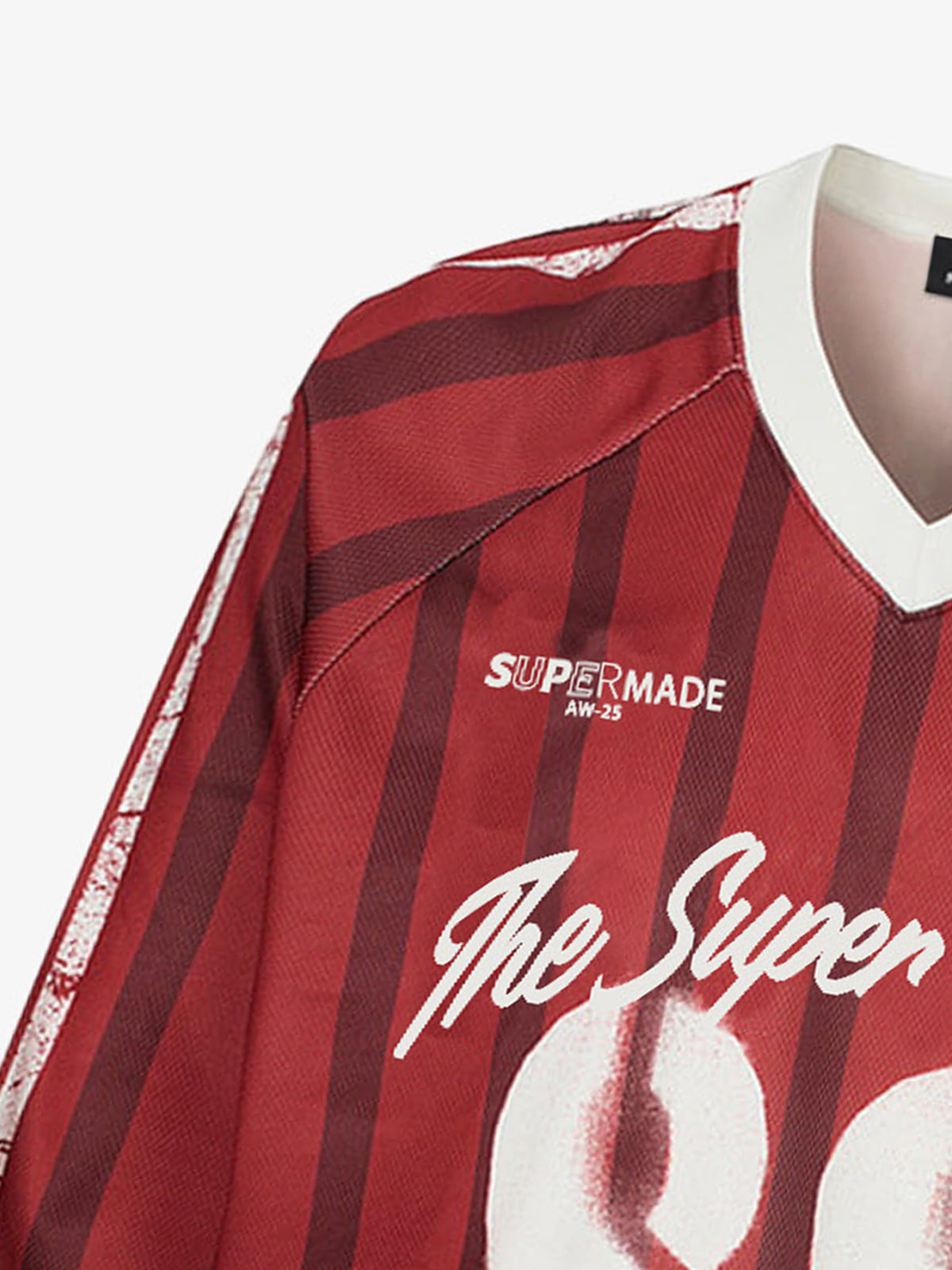 Retro Striped 88 Print Graphic Jersey Long-Sleeved T-Shirt - 2618