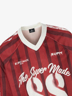 Retro Striped 88 Print Graphic Jersey Long-Sleeved T-Shirt - 2618