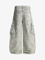 Vintage Washed Multi-Pocket Barrel Jeans