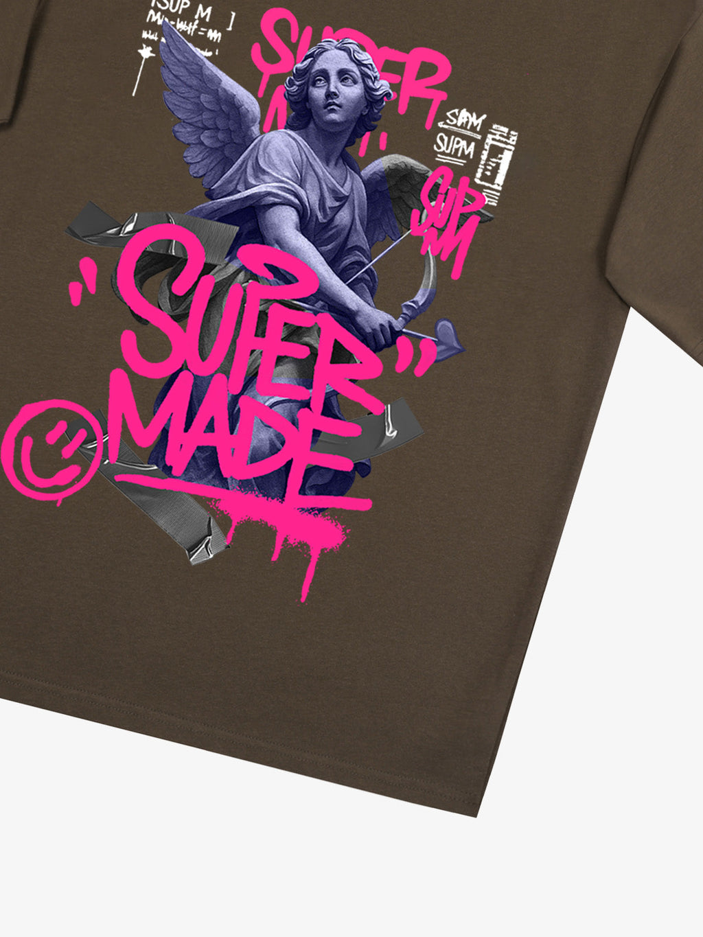 Street Pink Lucky Angel Graphic Design T-Shirt