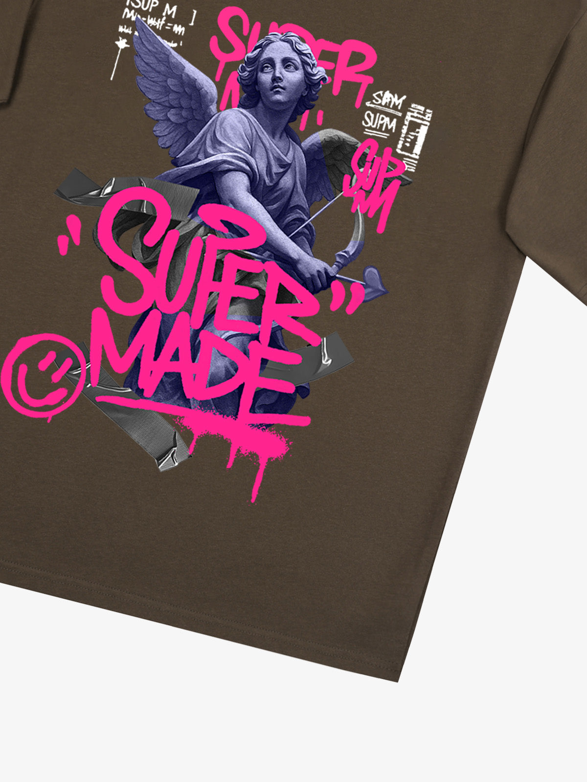 Street Pink Lucky Angel Graphic Design T-Shirt