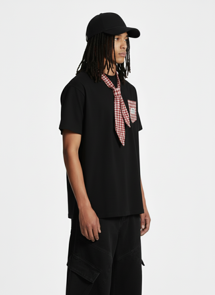 Street Plaid Tie Short Sleeve T-Shirt