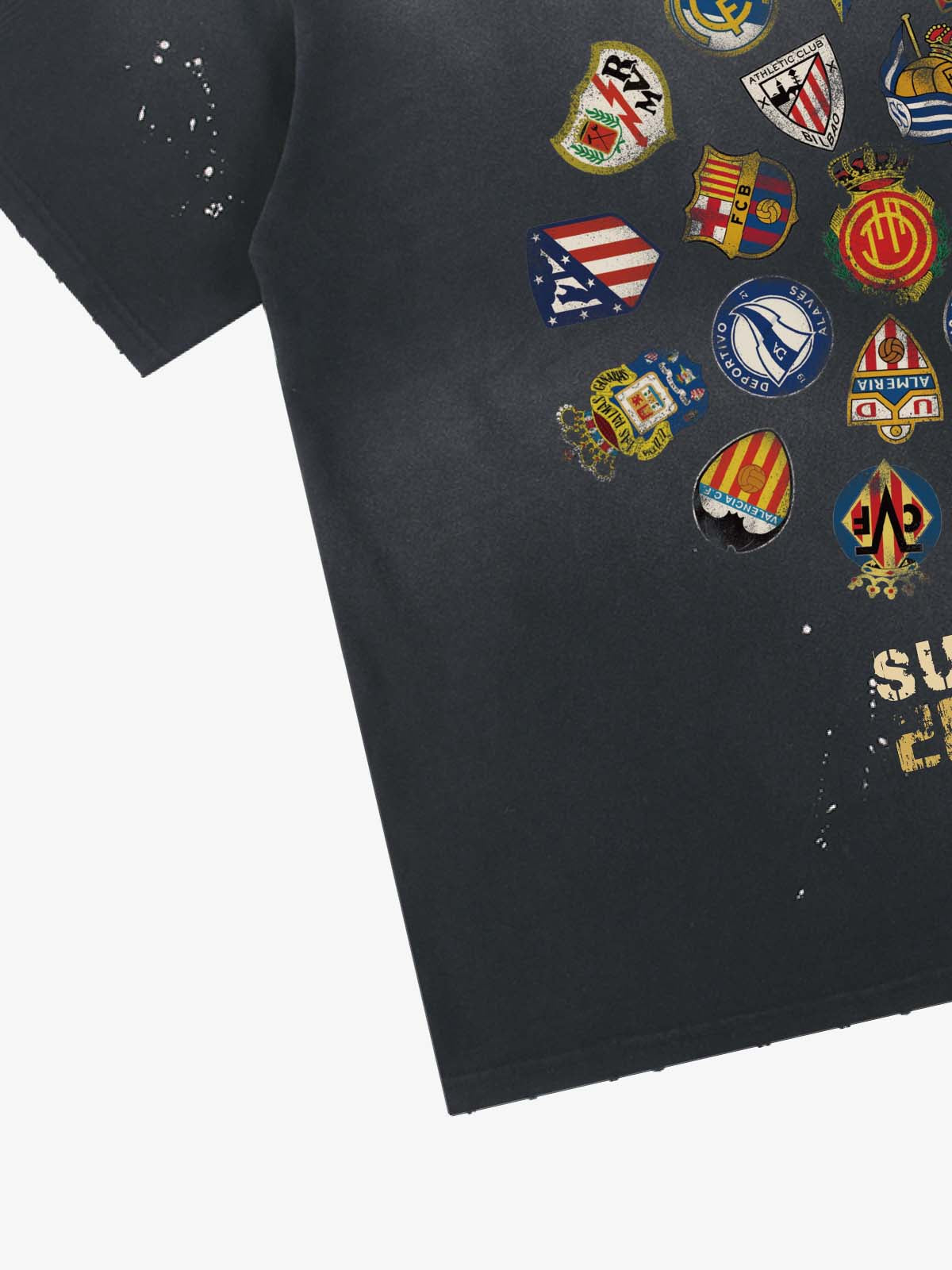 Distressed Ink Splatter Team Logo Graphic T-Shirt