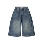 Washed Denim Wide Leg Jorts