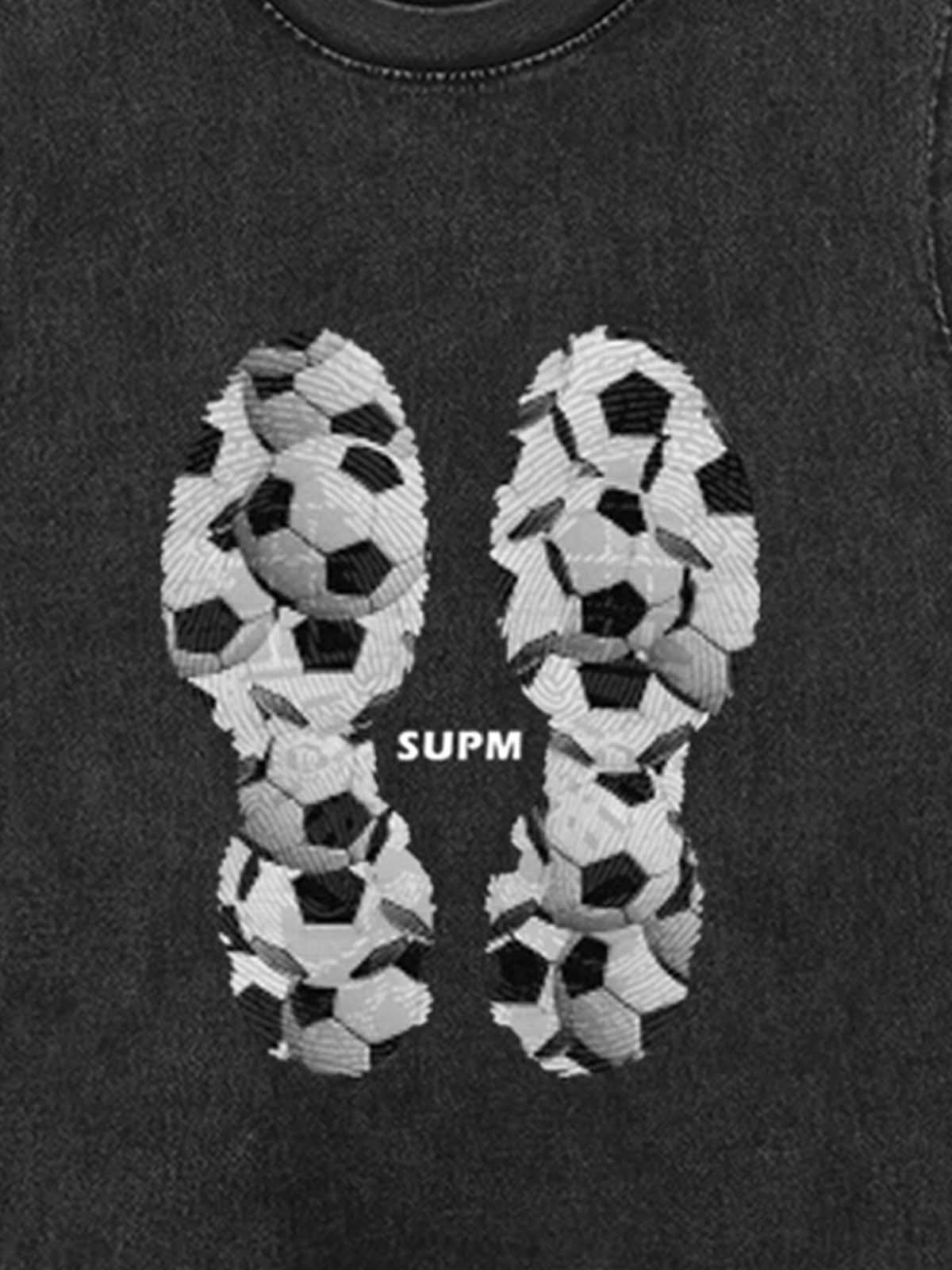 Soccer Ball Footprint Graphic Sleeveless T-Shirt