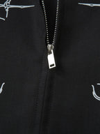 Street Gothic PU Leather Collar With Thorn Print Jacket