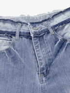 Vintage Washed Patchwork Distressed Scimitar Jeans