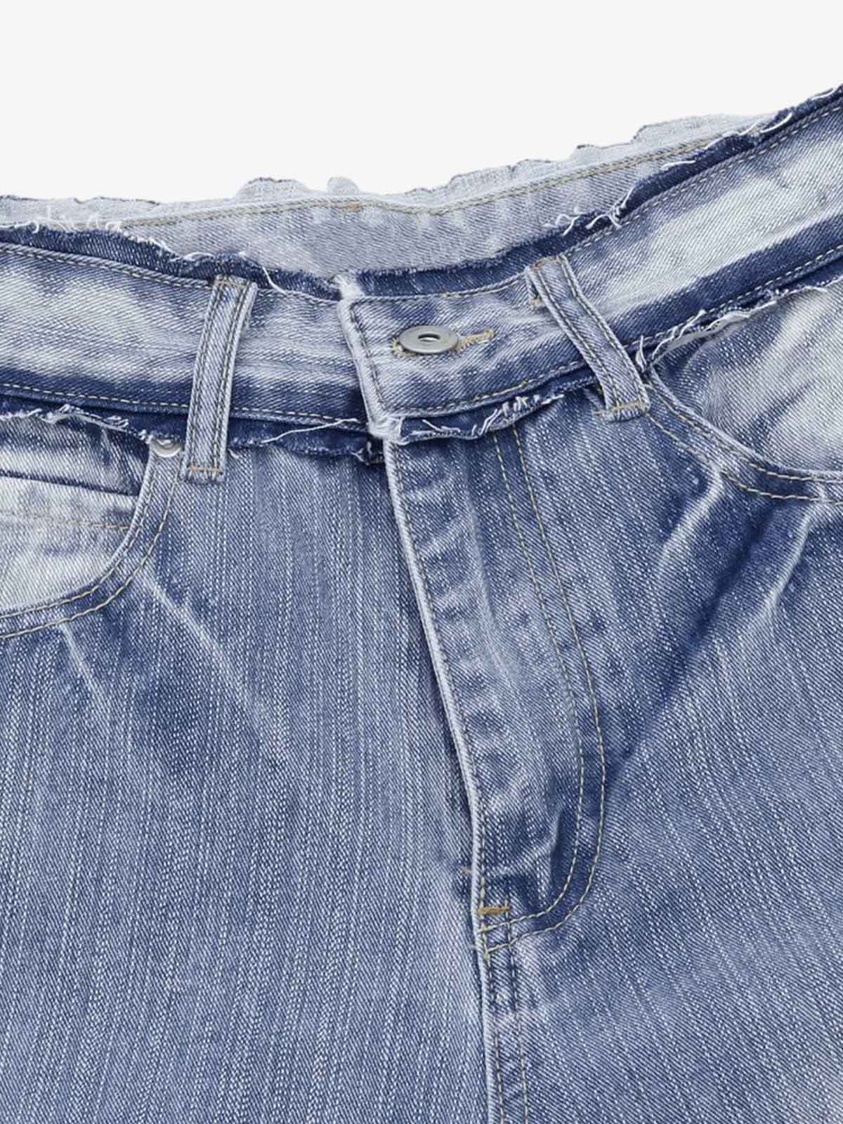 Vintage Washed Patchwork Distressed Scimitar Jeans