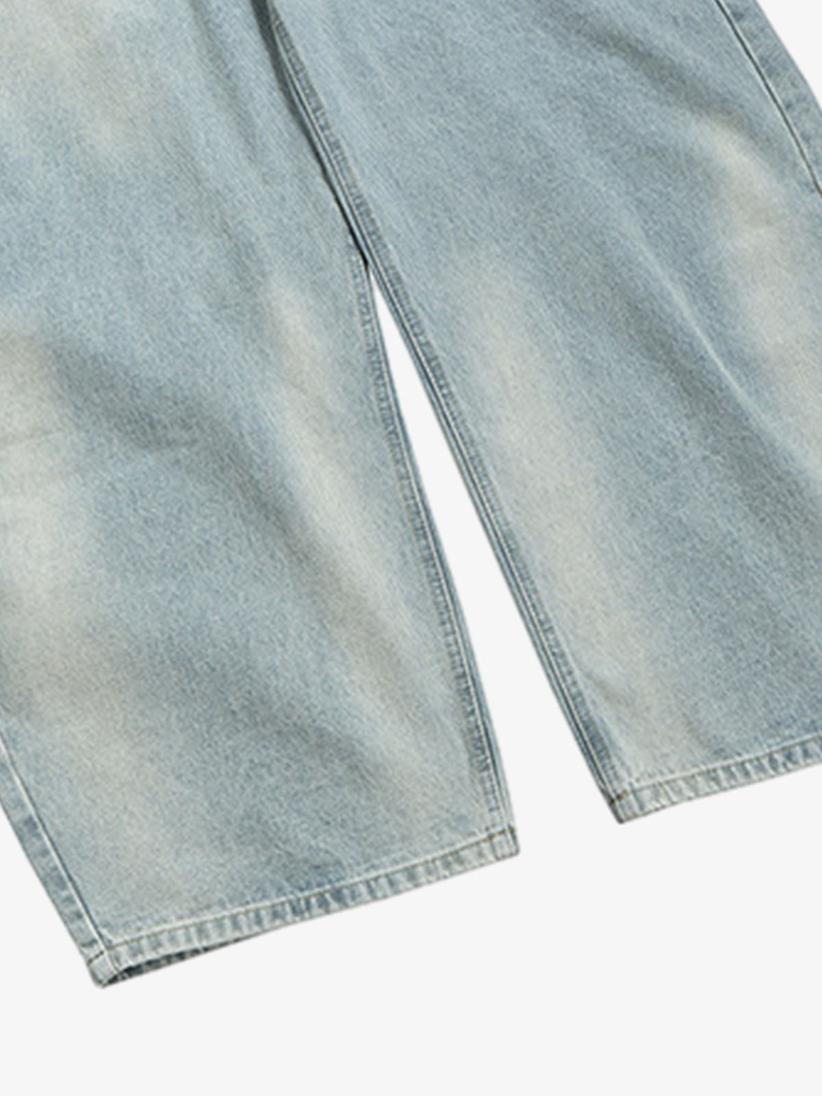 Layered Waist Vintage Washed Wide Leg Jeans