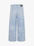 Distressed Frayed Textured Denim Jeans