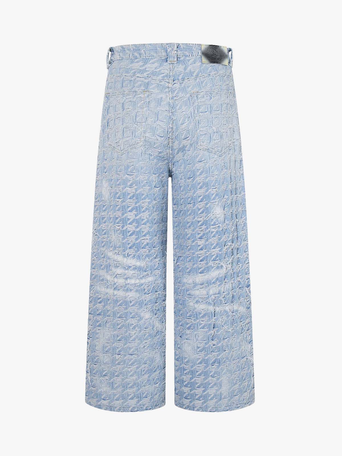 Distressed Frayed Textured Denim Jeans