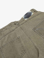 High Waist Pleated Barrel Leg Washed Pants