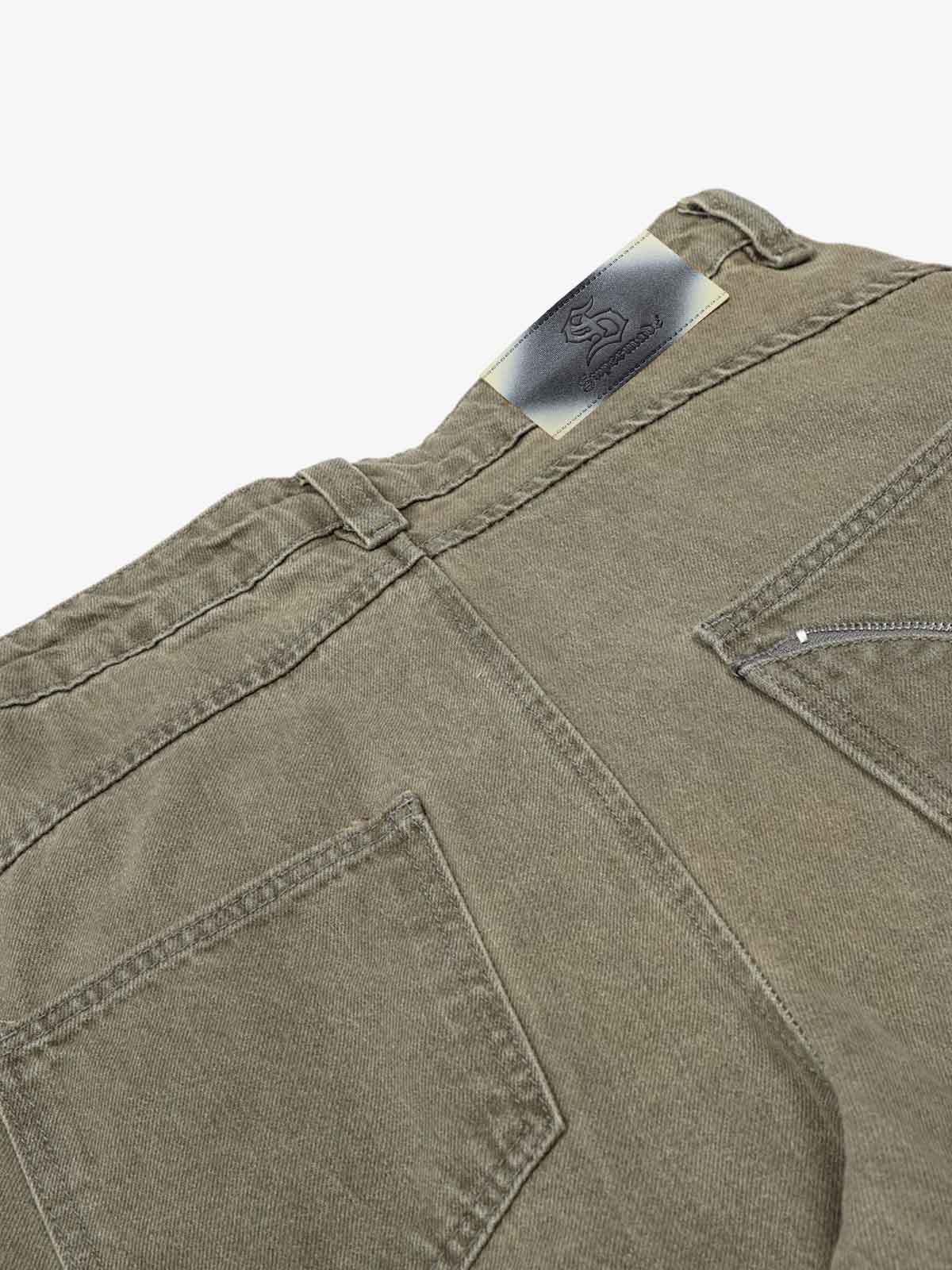High Waist Pleated Barrel Leg Washed Pants