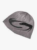Retro High-Street Striped Graphic Knit Beanie