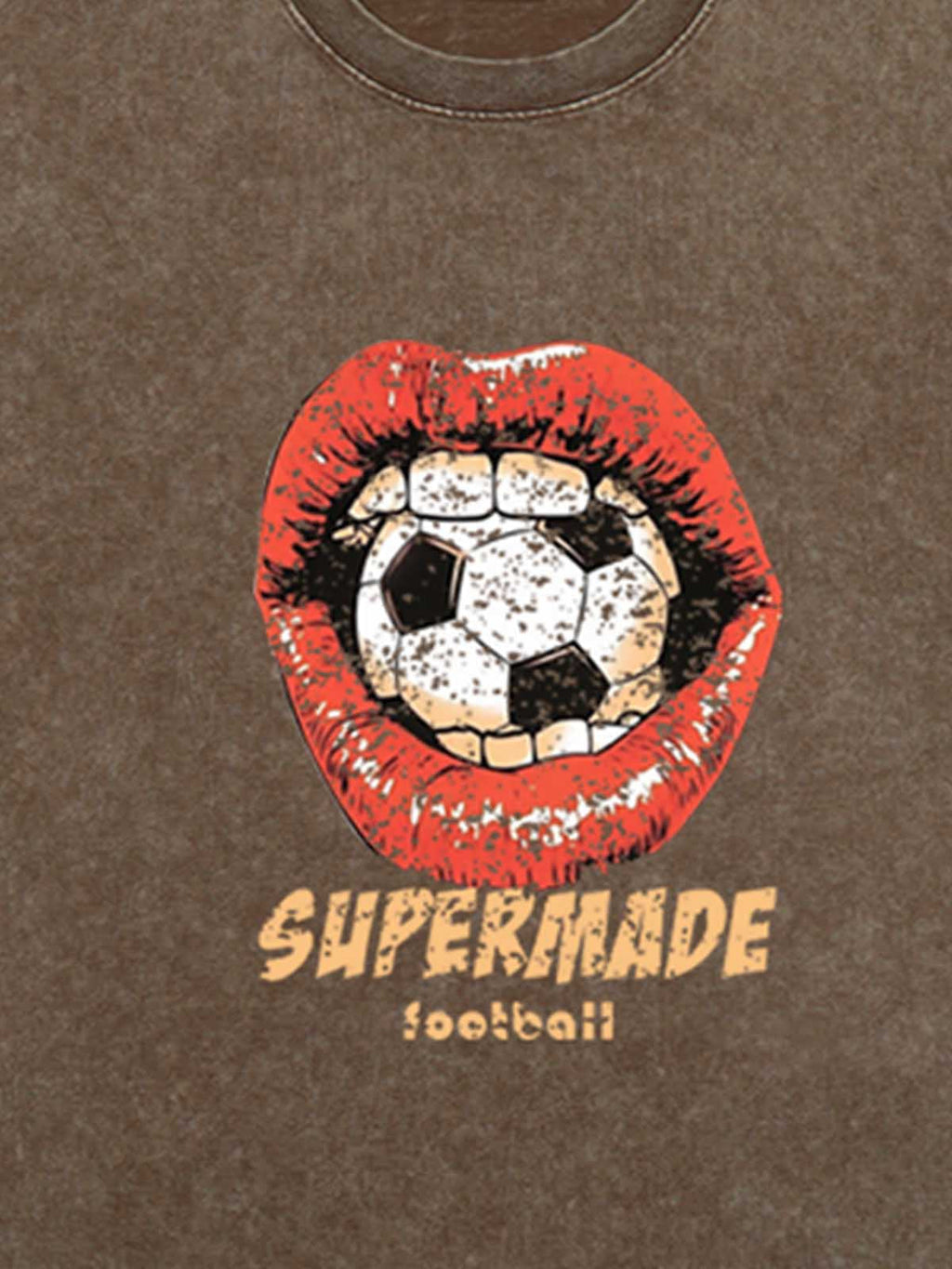 Soccer Ball Lips Graphic T-Shirt
