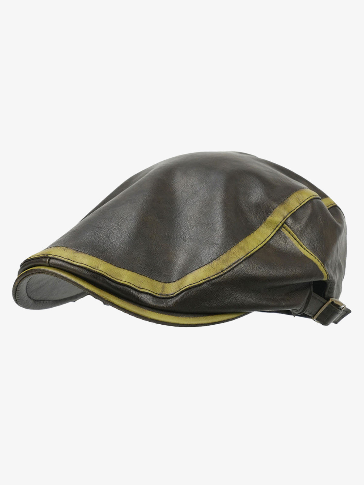 Contrast Stitch Faux Leather Flat Cap