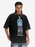 Vintage Washed Skeleton Graphic Oversized T-Shirt