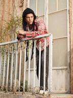 Paint Splatter Plaid Frayed Hem Button Up Shirt