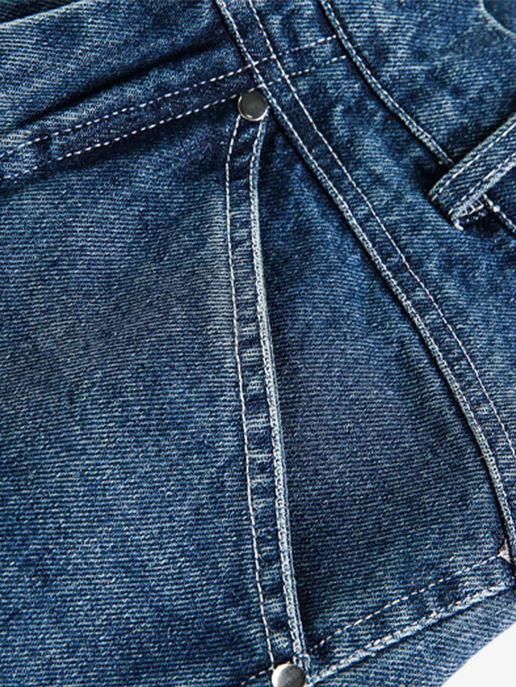 Deconstructed Pleated Ripped Blade Cut Jeans