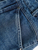 Deconstructed Pleated Ripped Blade Cut Jeans