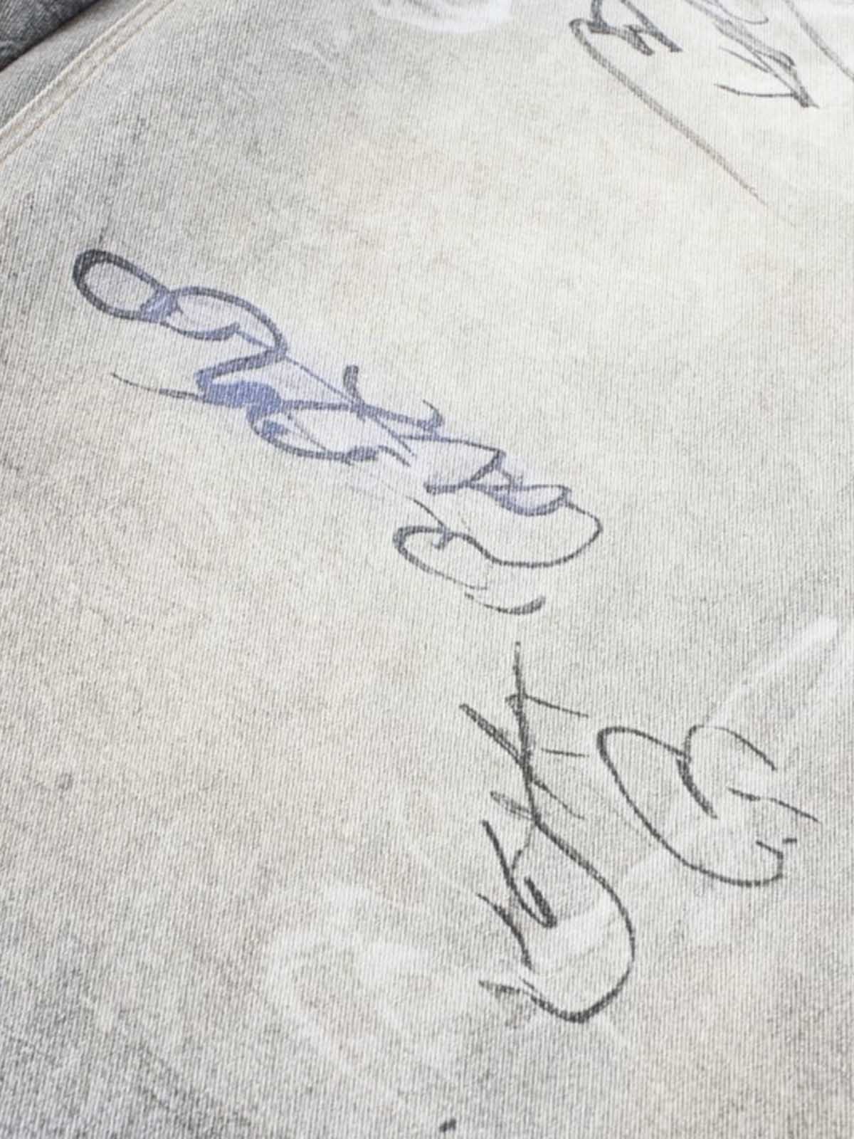 Hand Drawn Scribble Print Baggy Jeans