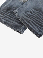 Wrinkle Effect Print Wide Leg Denim Jeans