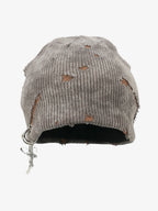 Retro Wasteland Style Distressed Knit Hanging Charm Beanie