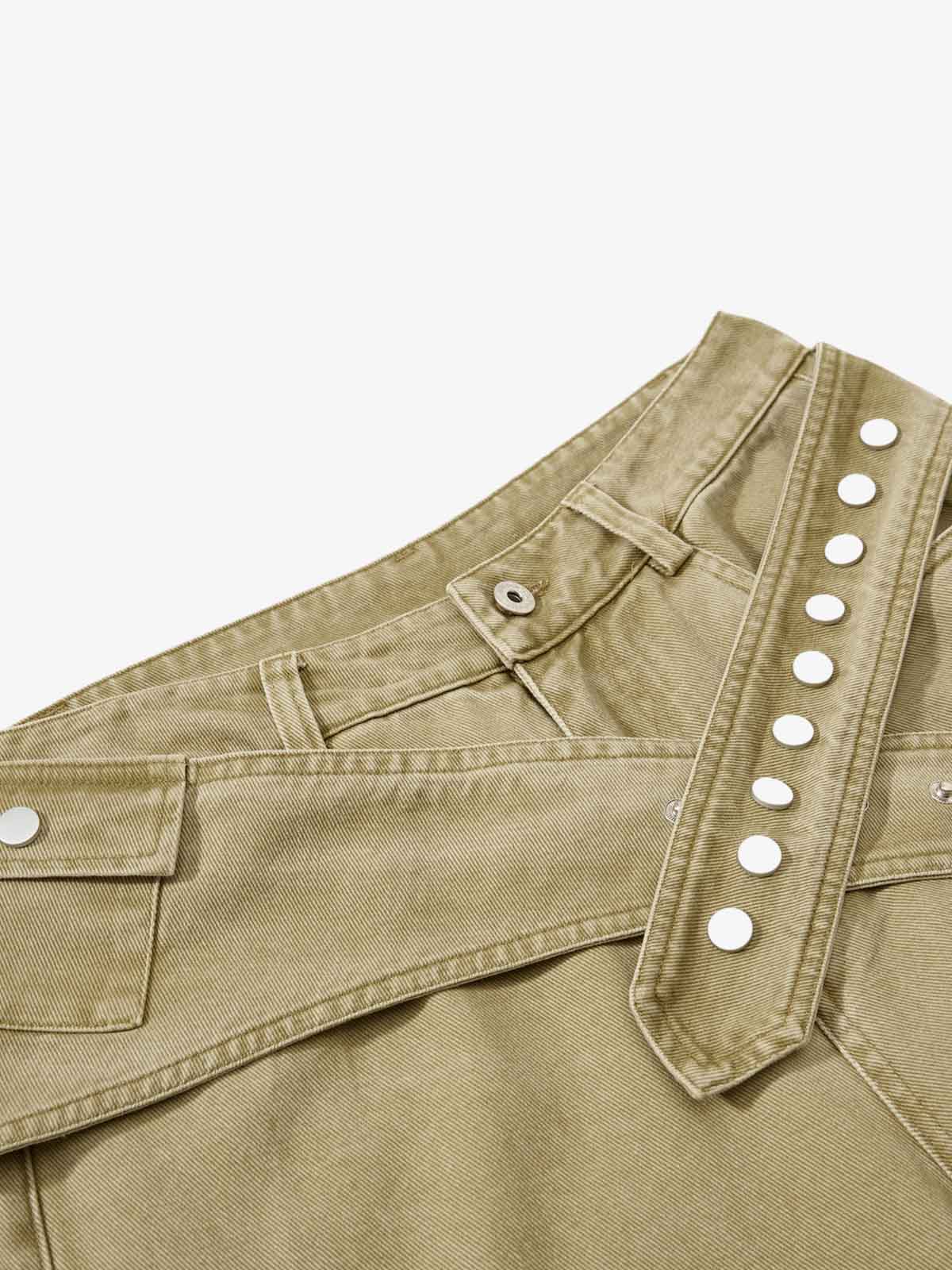 Street Detachable Belt Baggy Pants