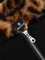Tiger Print With Ears Hooded Fur Jacket