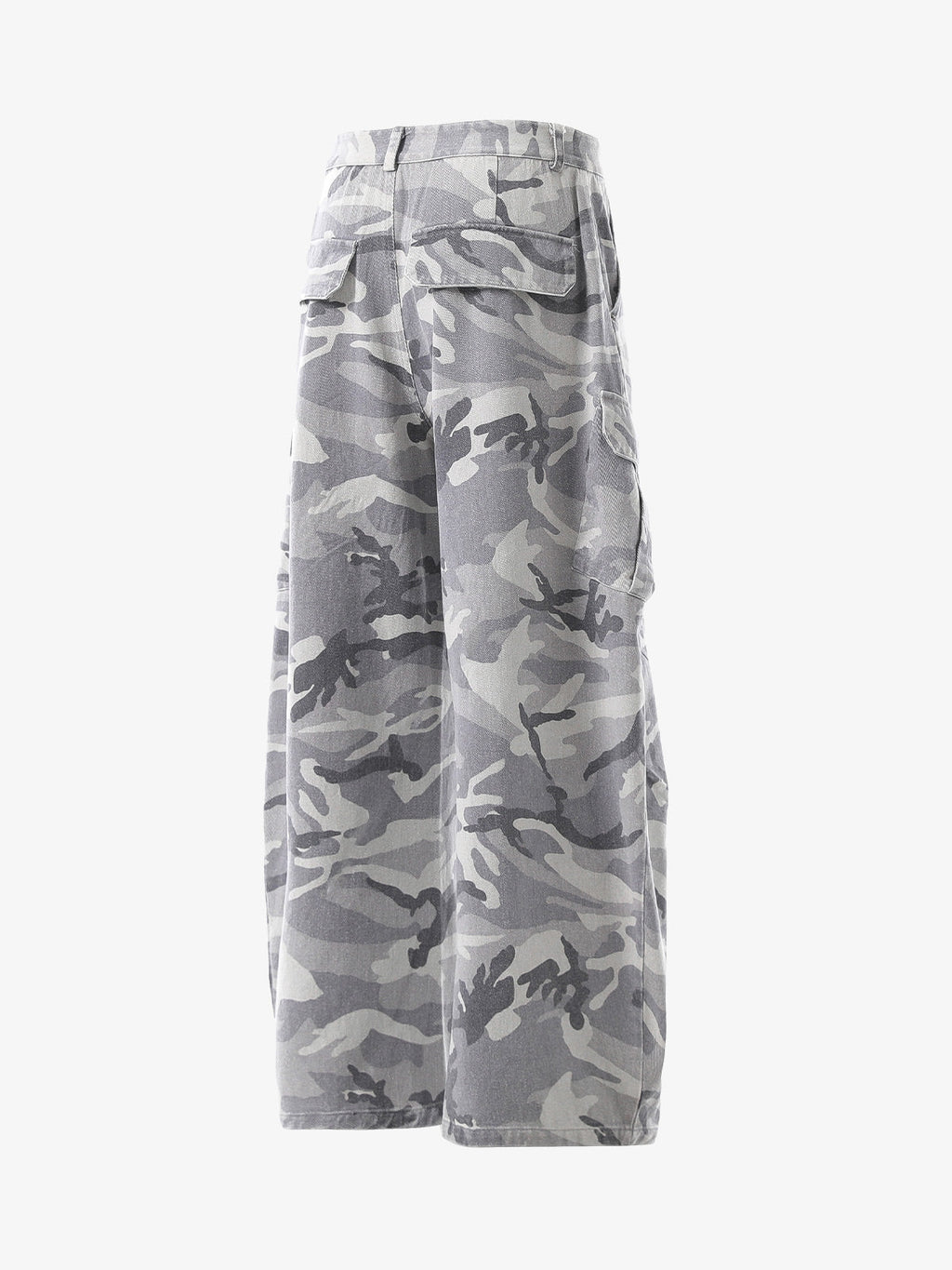 Snow Camouflage Machete Wide-Leg Cargo Barrel Pants - 2548
