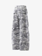 Snow Camouflage Machete Wide-Leg Cargo Barrel Pants - 2548