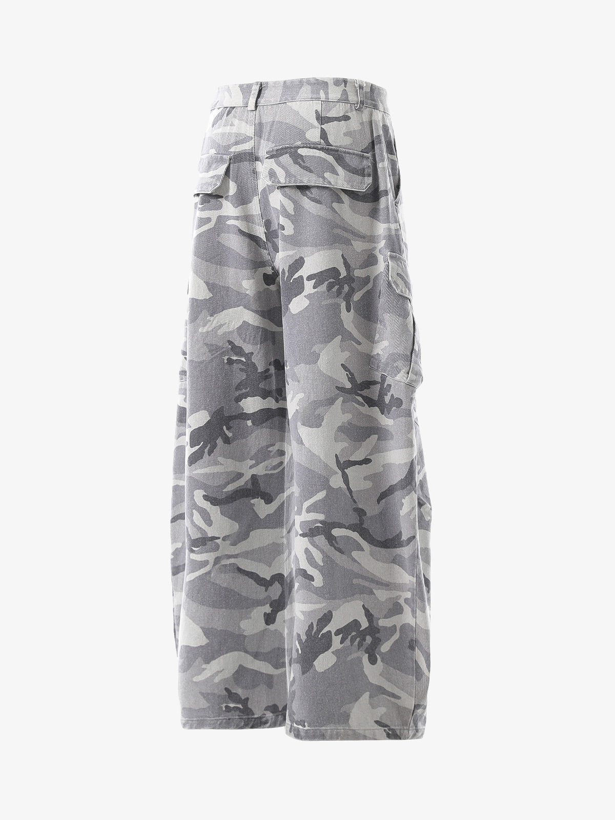 Snow Camouflage Machete Wide-Leg Cargo Barrel Pants - 2548
