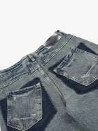 High Waist Distressed Barrel Denim Jeans