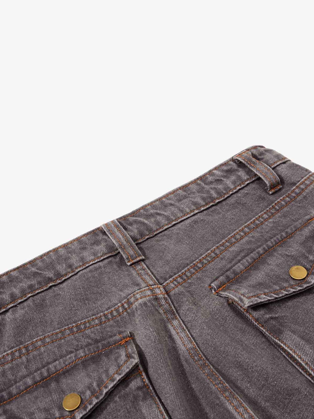 Retro Faded Multi-Pocket Flared Cargo Jeans