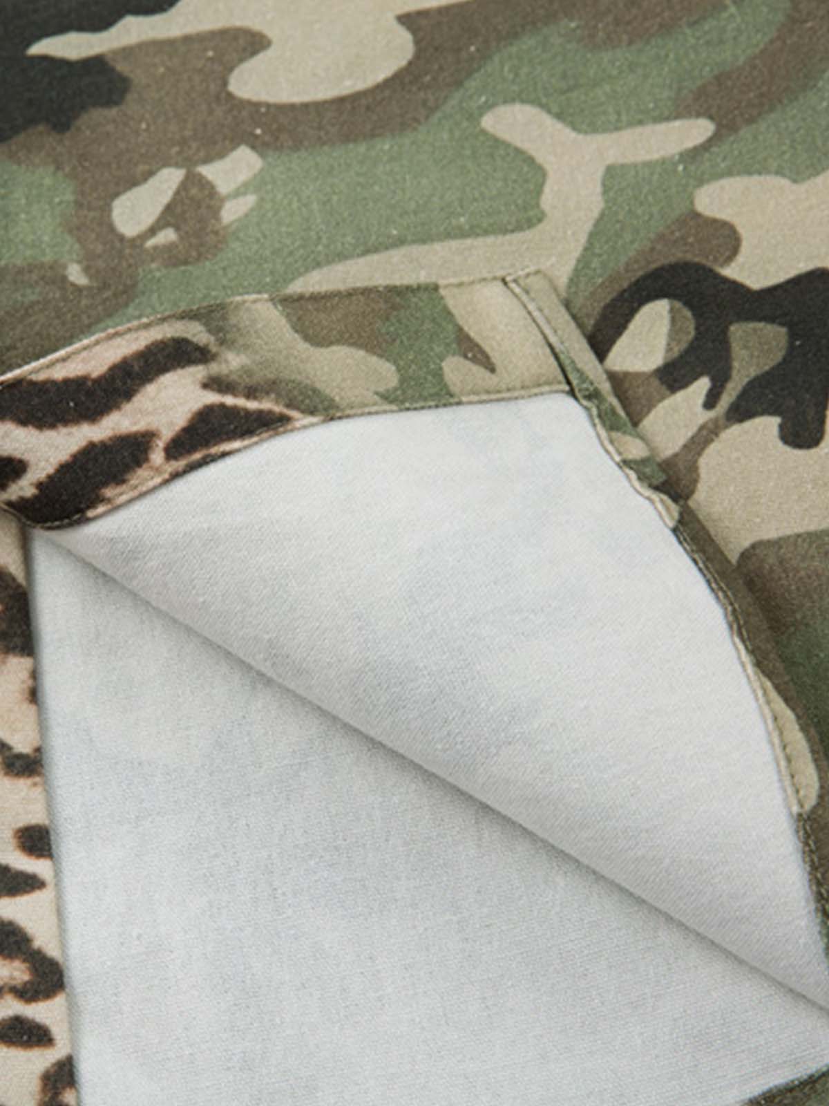 Camouflage Leopard Patchwork Layered Shirt