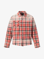 Paint Splatter Plaid Frayed Hem Button Up Shirt
