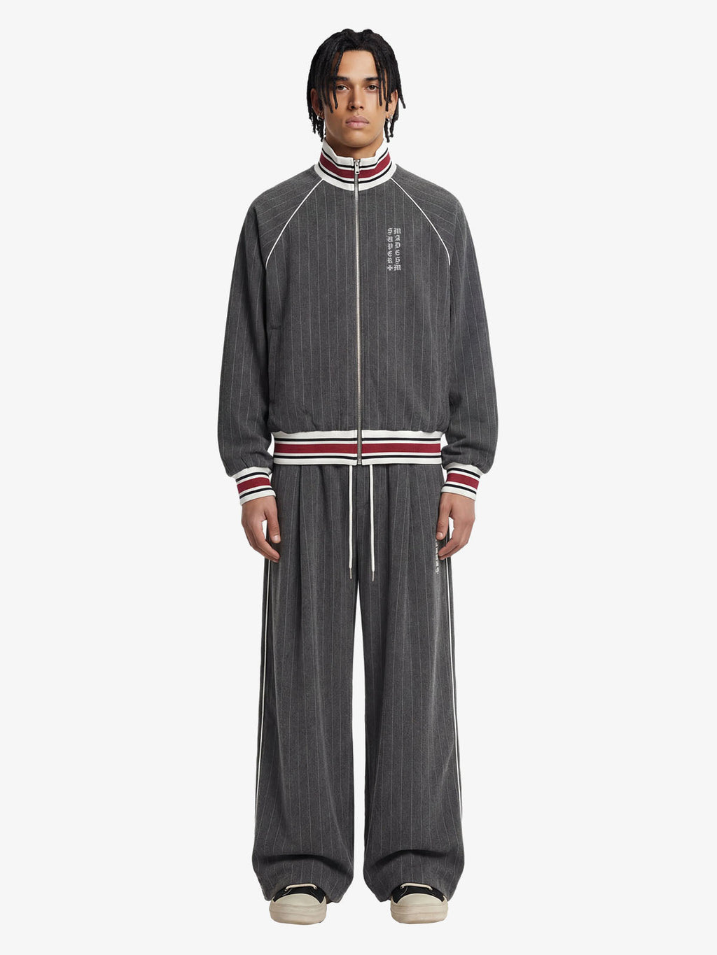 Pinstripe Vertical Embroidery Track Jacket