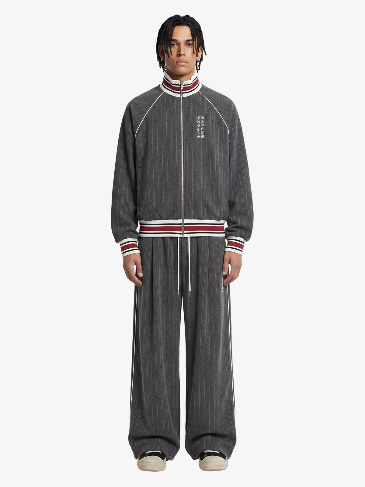 Pinstripe Vertical Embroidery Track Jacket