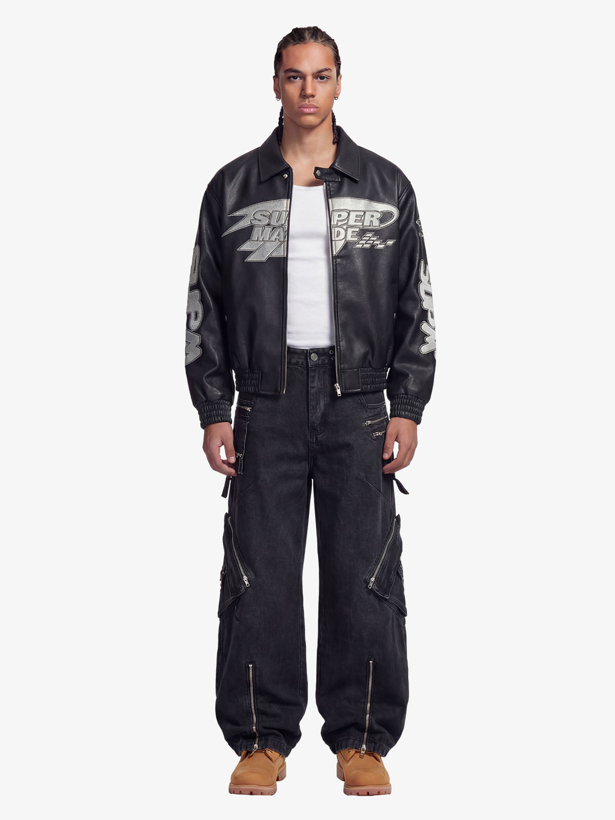 Faux Leather Vintage Street Black Air Jacket - 1821