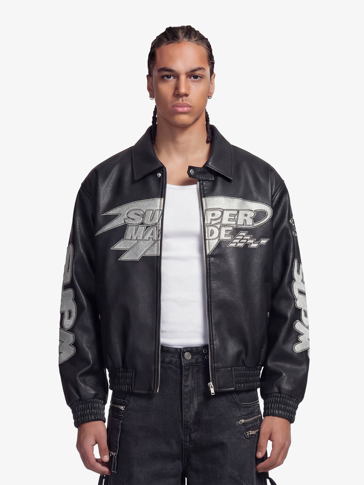 Faux Leather Vintage Street Black Air Jacket - 1821