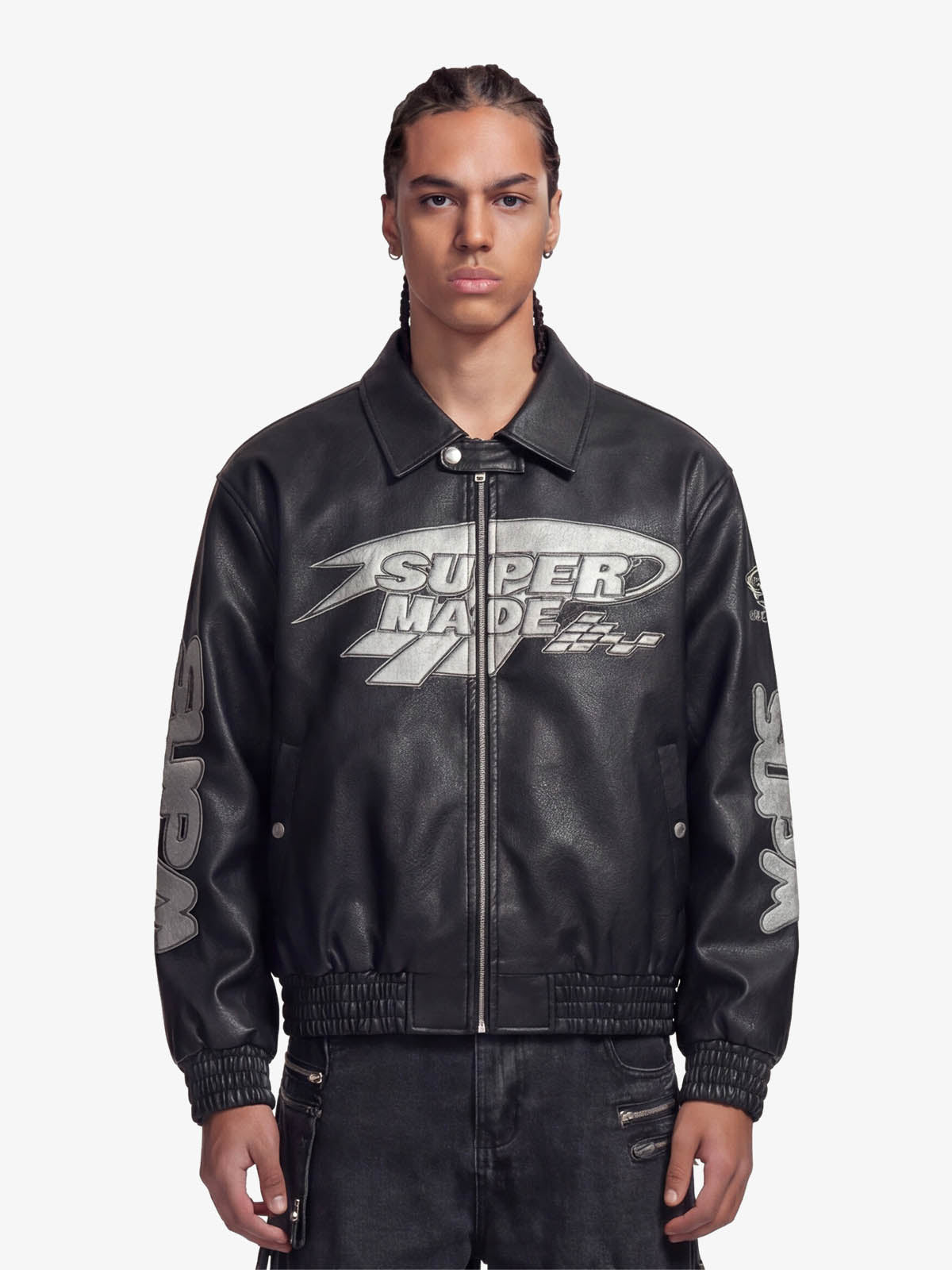Faux Leather Vintage Street Black Air Jacket - 1821