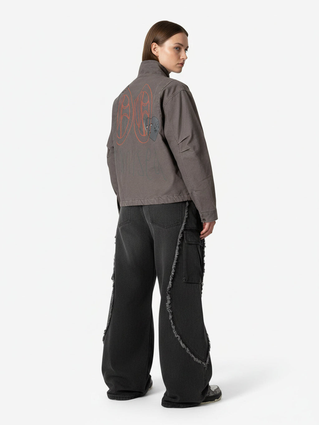 Retro Washed Distressed Deconstructed Patchwork Barrel Jeans