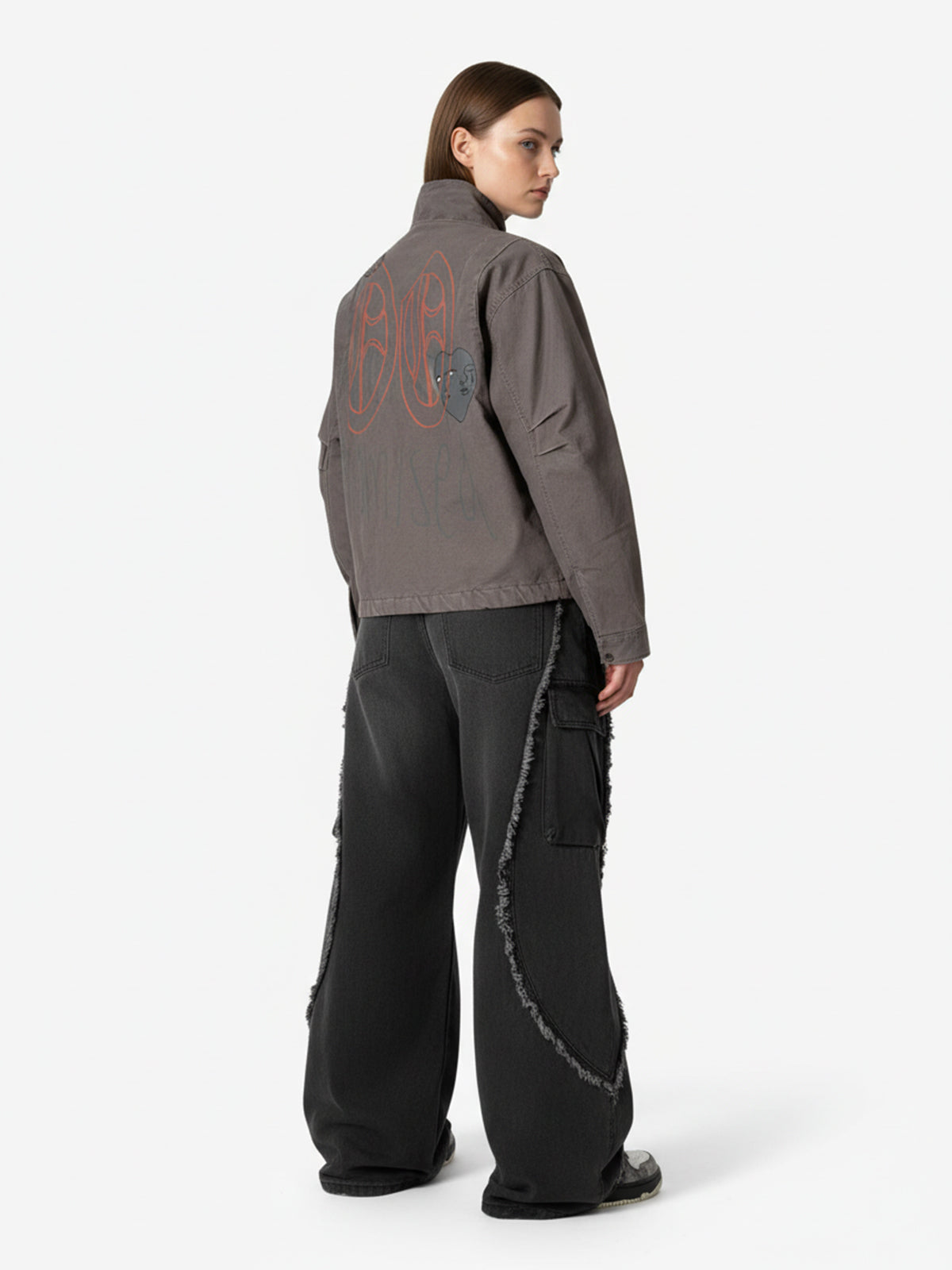 Retro Washed Distressed Deconstructed Patchwork Barrel Jeans